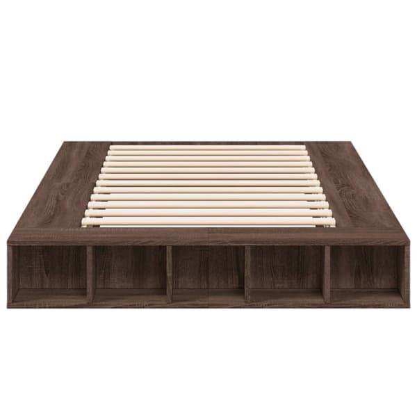 Sängynrunko ruskea tammi 135x190 cm tekninen puu