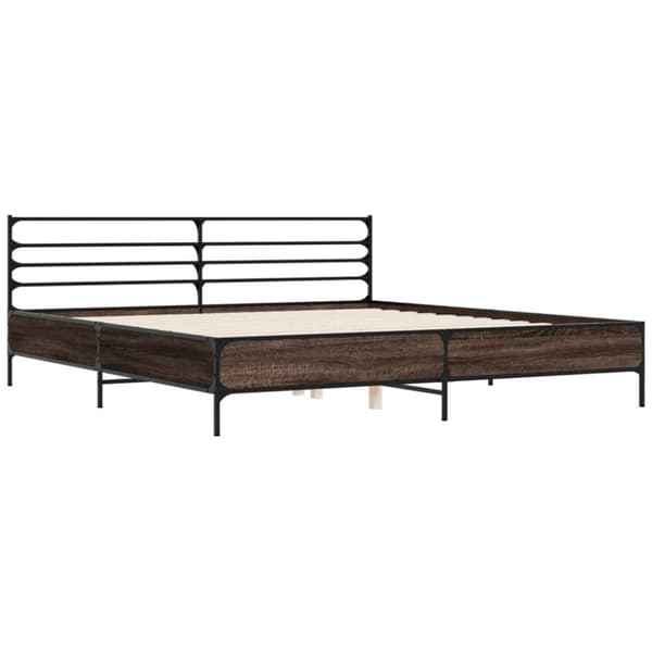 sengeramme 200x200 cm konstrueret træ og metal brun egetræ