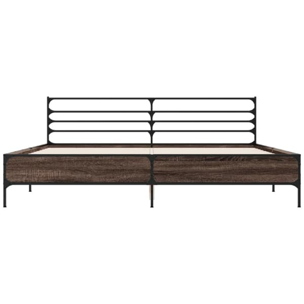 sengeramme 200x200 cm konstrueret træ og metal brun egetræ