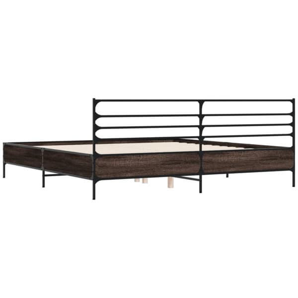 sengeramme 200x200 cm konstrueret træ og metal brun egetræ