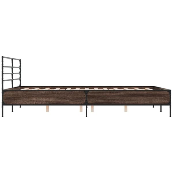 Sängynrunko ruskea tammi 150x200 cm tekninen puu ja metalli