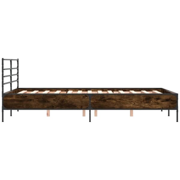 sengestel 120x200cm konstrueret træ og metal røget egetræsfarve