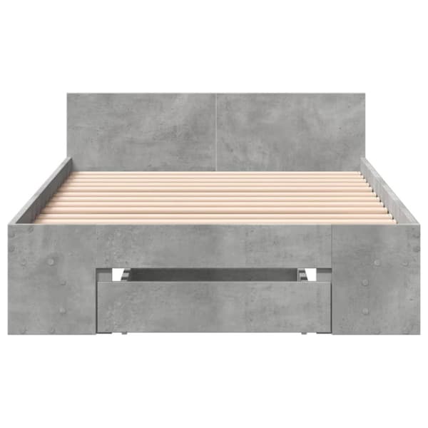 Sängynrunko laatikolla betoninharmaa 75x190 cm tekninen puu