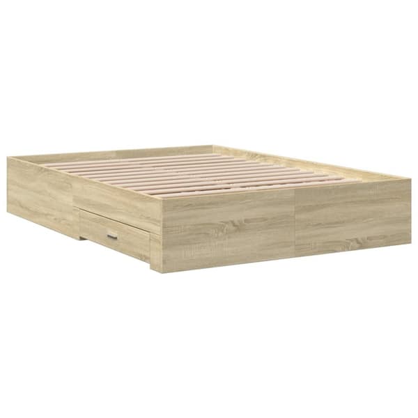 Sängram med lådor sonoma-ek 135x190 cm konstruerat trä