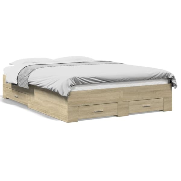 Sängram med lådor sonoma-ek 135x190 cm konstruerat trä