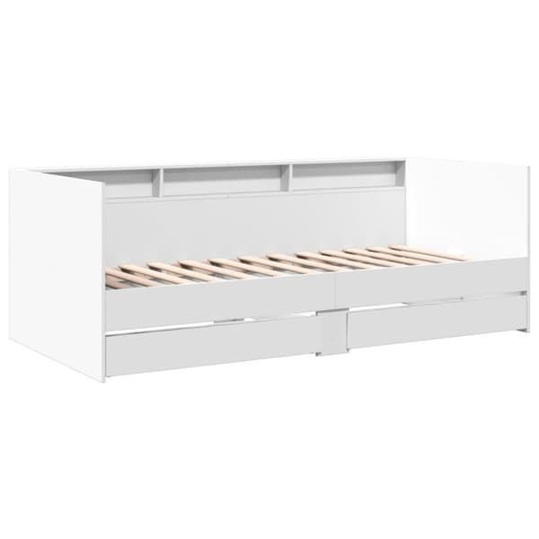 daybed med skuffer 90x190 cm konstrueret træ hvid