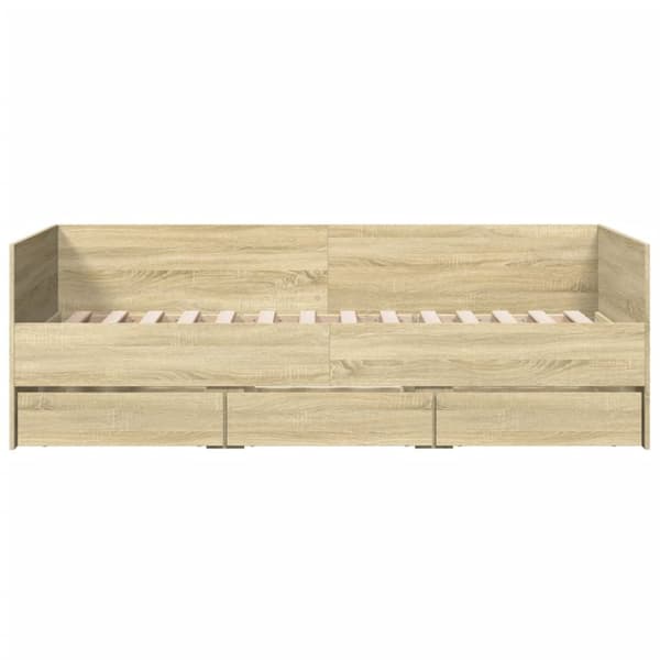 daybed med skuffer 100x200 cm konstrueret træ sonoma-eg