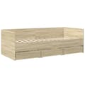 Miniatyrbillede 2 af 10: daybed med skuffer 100x200 cm konstrueret træ sonoma-eg