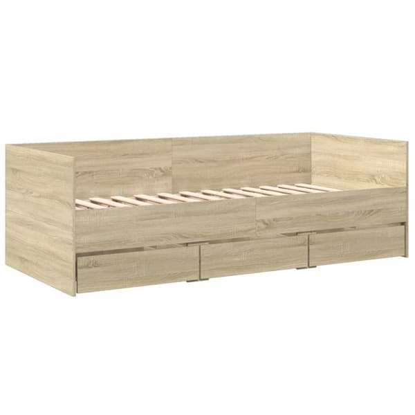 daybed med skuffer 100x200 cm konstrueret træ sonoma-eg
