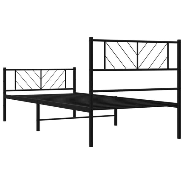 Metallinen sängynrunko päädyillä musta 100x200 cm