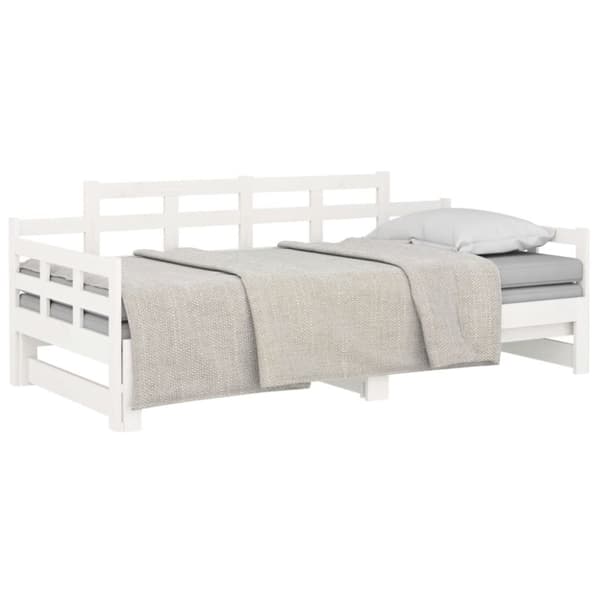 Dagbädd utdragbar vit massiv furu 2x(90x200) cm