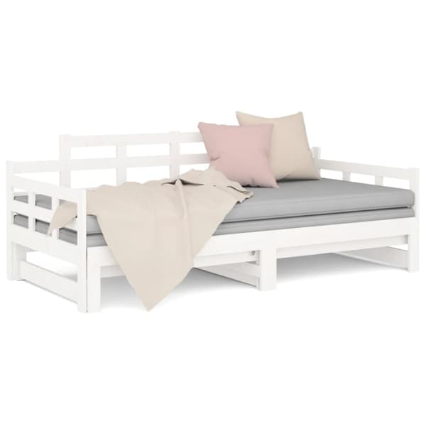 Dagbädd utdragbar vit massiv furu 2x(90x200) cm