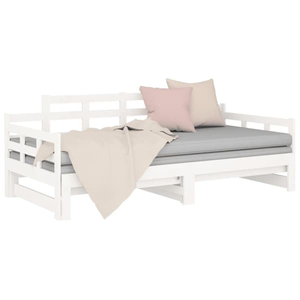 Dagbädd utdragbar vit massiv furu 2x(90x200) cm