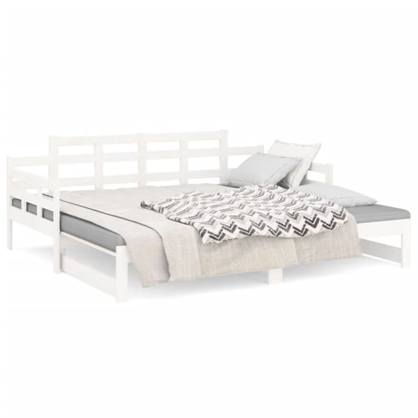 Dagbädd utdragbar vit massiv furu 2x(90x200) cm