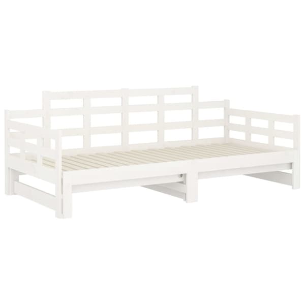 Dagbädd utdragbar vit massiv furu 2x(90x200) cm