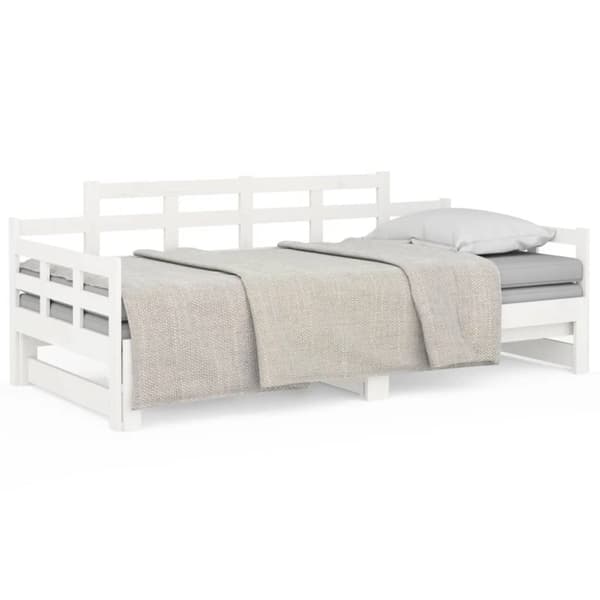 Dagbädd utdragbar vit massiv furu 2x(90x200) cm