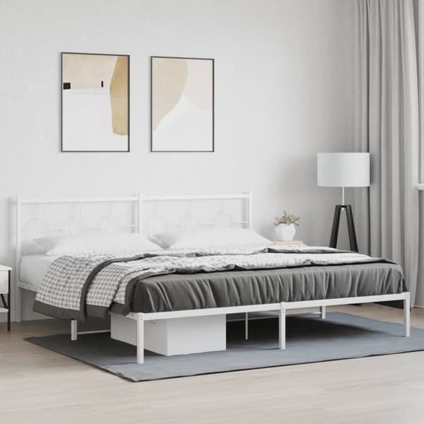 sengeramme med sengegavl 193x203 cm metal hvid