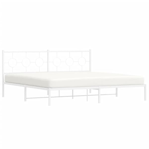 sengeramme med sengegavl 193x203 cm metal hvid