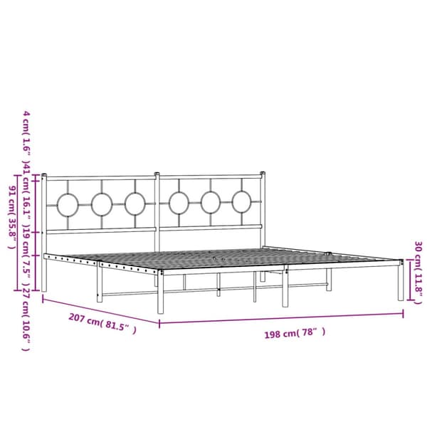 sengeramme med sengegavl 193x203 cm metal hvid