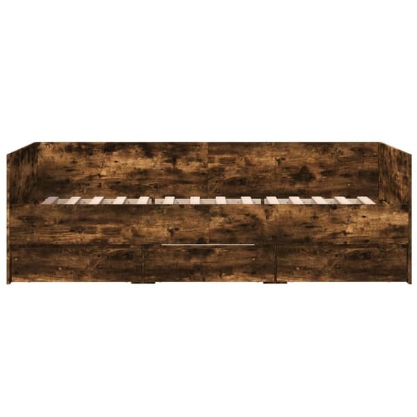 Dagbädd med lådor rökfärgad ek 100x200 cm konstruerat trä