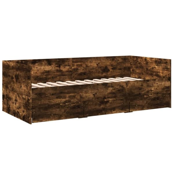 Dagbädd med lådor rökfärgad ek 75x190 cm konstruerat trä