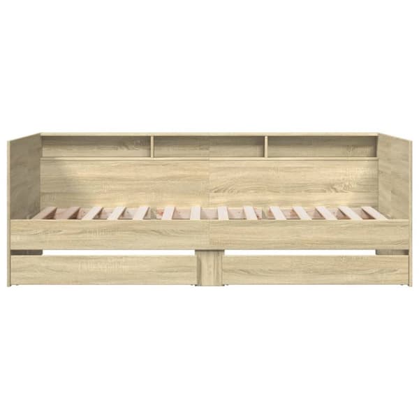 daybed med skuffer 90x200 cm konstrueret træ sonoma-eg