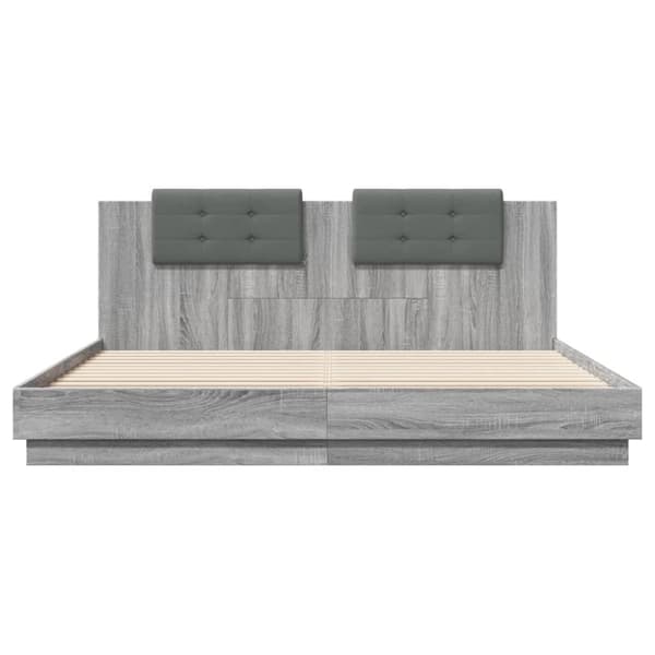 sengeramme med sengegavl 180x200 cm konstrueret træ grå sonoma