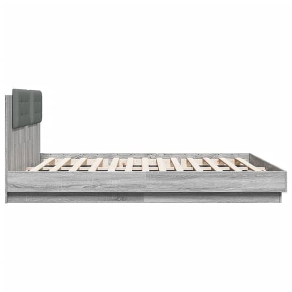 sengeramme med sengegavl 180x200 cm konstrueret træ grå sonoma
