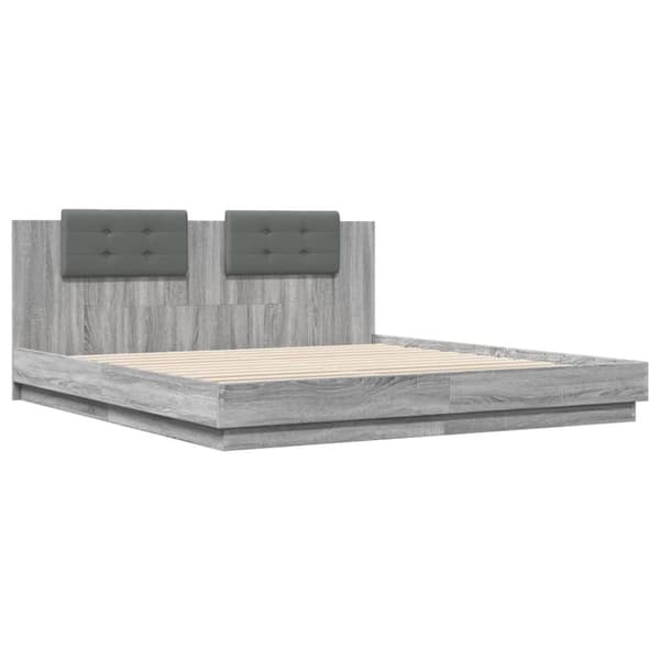 sengeramme med sengegavl 180x200 cm konstrueret træ grå sonoma