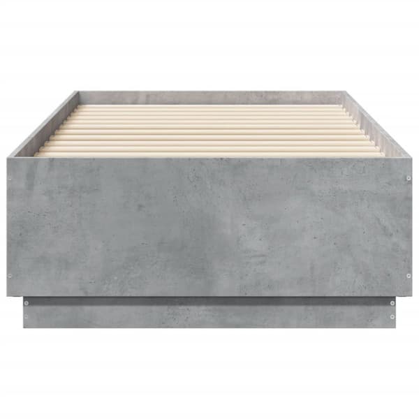 Sängynrunko LED-valoilla betoninharmaa 75x190 cm tekninen puu