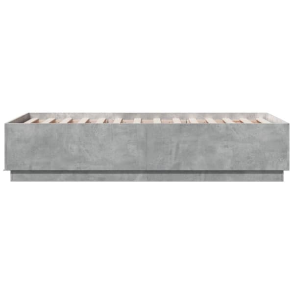 Sängynrunko LED-valoilla betoninharmaa 75x190 cm tekninen puu