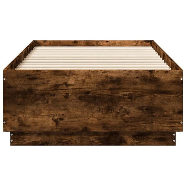 Sängynrunko LED-valoilla savutammi 90x190 cm tekninen puu