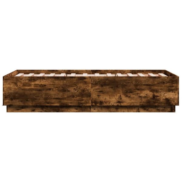 Sängynrunko LED-valoilla savutammi 90x190 cm tekninen puu