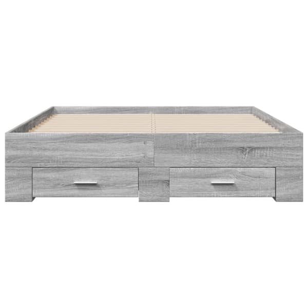 sengeramme med skuffer 140x190 cm konstrueret træ grå sonoma-eg