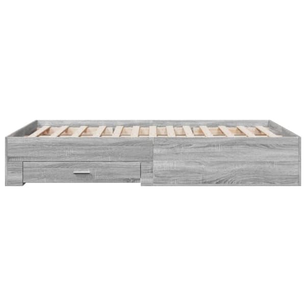 sengeramme med skuffer 140x190 cm konstrueret træ grå sonoma-eg