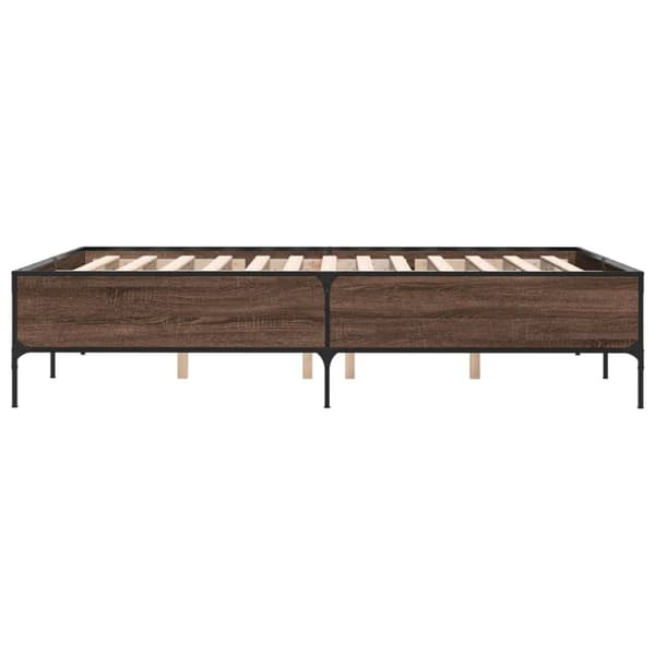 sengestel 120x200 cm konstrueret træ og metal brun egetræ