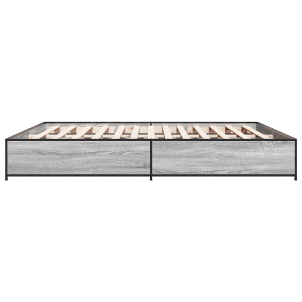 sengestel 200x200 cm konstrueret træ og metal grå sonoma-eg