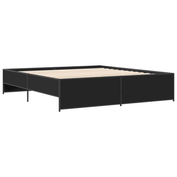 Sängynrunko musta 200x200 cm tekninen puu ja metalli