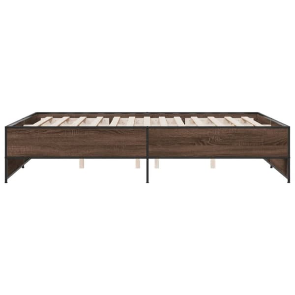 sengestel 150x200 cm konstrueret træ og metal brun egetræ