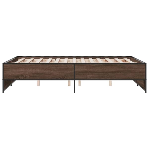 sengestel 140x190 cm konstrueret træ og metal brun egetræsfarve