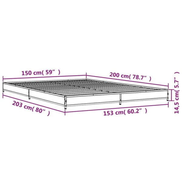 sengestel 150x200 cm konstrueret træ og metal sort