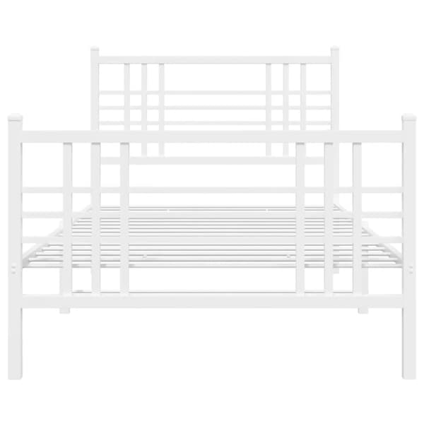 sengeramme med sengegavl og fodgærde 90x200 cm metal hvid
