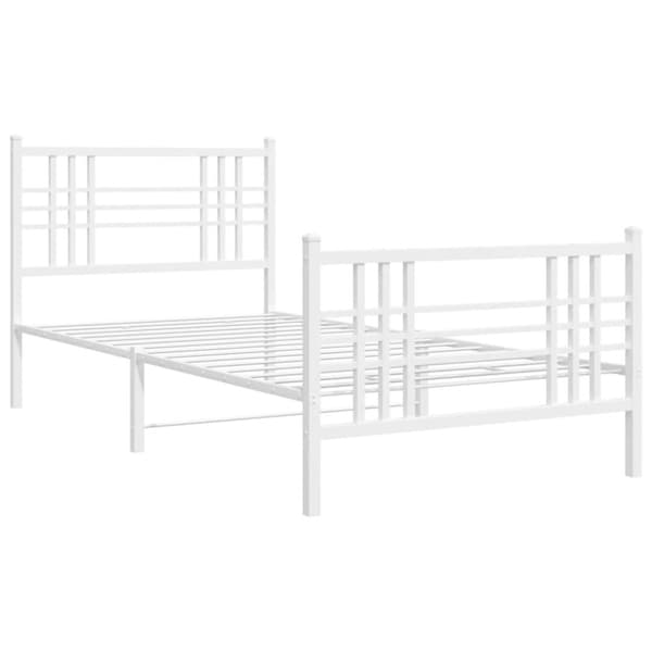sengeramme med sengegavl og fodgærde 90x200 cm metal hvid
