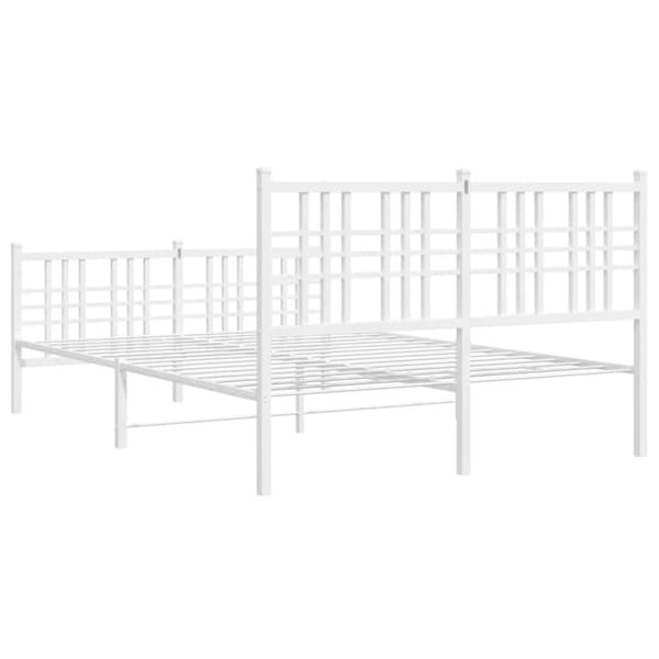 sengeramme med sengegavl og fodgærde 137x190 cm metal hvid