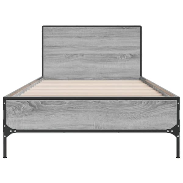 Sängynrunko harmaa Sonoma 90x200 cm tekninen puu ja metalli