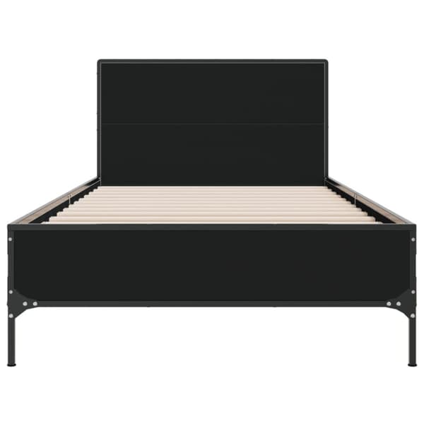 Sängynrunko musta 100x200 cm tekninen puu ja metalli