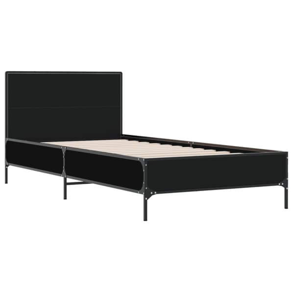 Sängynrunko musta 100x200 cm tekninen puu ja metalli