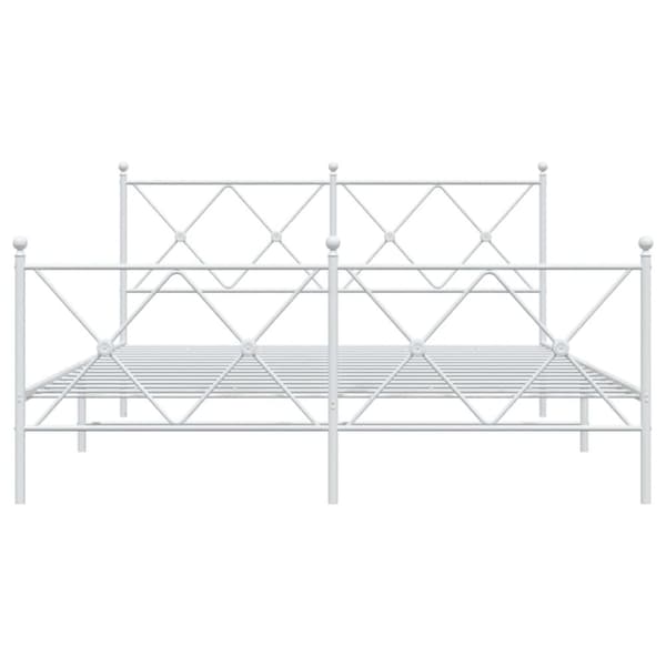 Metallinen sängynrunko päädyillä valkoinen 160x200 cm