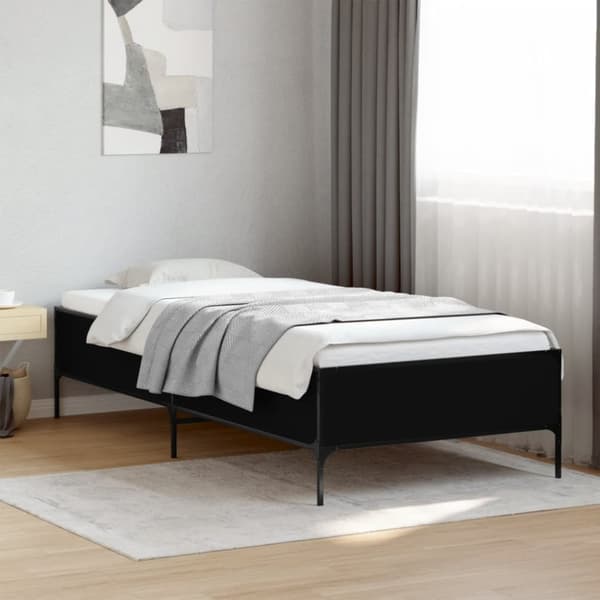 sengeramme 75x190 cm konstrueret træ og metal sort