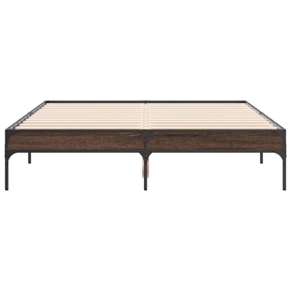 sengestel 120x190 cm konstrueret træ og metal brun egetræsfarve